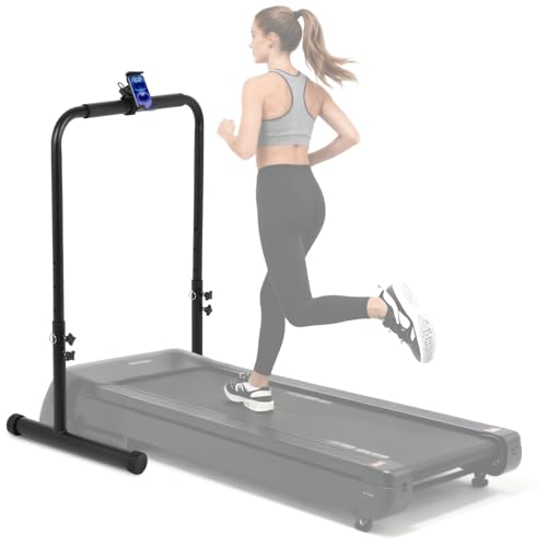 FAHKNS Handle Bar for Walking Pad Only, 31"-39.4" Height Adjustable Treadmill Handlebar, Stabilized Steel Handle Bar for Walking Pad with Phone/Tablet Holder, Non-Slip Rubber Walking Pad Handrail