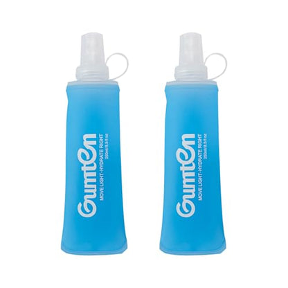 2 Pack Soft Flask 250ml TPU BPA-Free Soft Water Bottle Collapsible for Hydration Pack Running Vest Marathon Hiking Cycling (Light Blue) - color: 2pcs, 250ml Light Blue