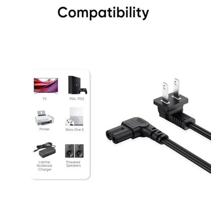10FT Long 2 Prong AC Elliptical Power Cord for YOSUDA, GUGTTR, WESTIONC, ANCHEER Under Desk Elliptical Machines Power Cord Cable, 90 Degree Angled 18AWG 2-Prong to L-Shaped C7 Power Cable - size: 10FT, style: L-shaped power cord