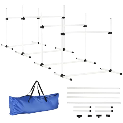 PawHut 4 Piece Dog Agility Training Equipment for Dog Agility Course White - color: White, size: 4 Piece