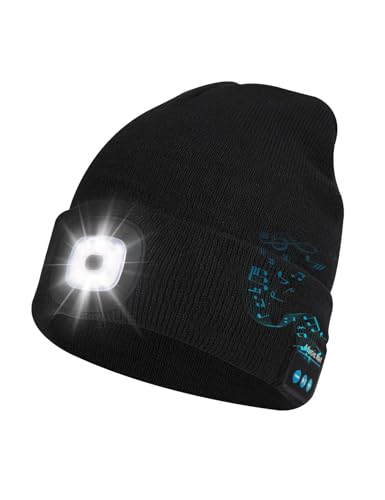 Keains Bluetooth Beanie with LED Light, Gifts for Men Women Dad Husband Him - color: Black