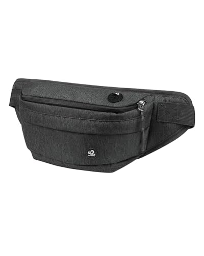 WATERFLY Running Belt Fanny Pack: Runner Marathon Jogging Waist Pack Sport Workout Exercise Fitness Phone Holder Belt for Men Women Jogger Slim Waistband Black - color: Black