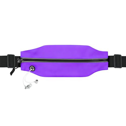 Running Belt Fanny Pack Men and Women Slim Running Bag Money Belt - color: Purple