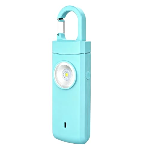 Personal Alarm Keychain 130dB Loud Siren, USB-C Safety Alarm with LED Flashlight & Strobe Light, Emergency Panic Button for Women, Elderly, Seniors, Night Running, Outdoor Travel (Blue) - color: Blue