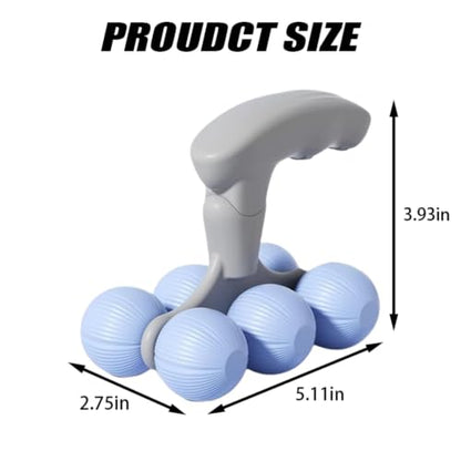 6-Wheel Handheld Massage Roller for Muscle Pain Relief (Blue) - color: Blue