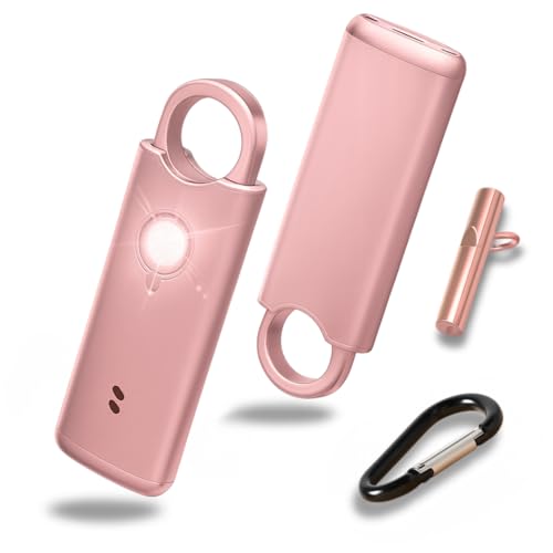 VOLTEK Metal Personal Alarm for Women (Pink)– 140dB Self Defense Safety Alarm Keychain, USB-C Rechargeable Emergency Alarm with Door & Window Sensor Mode - color: PINK