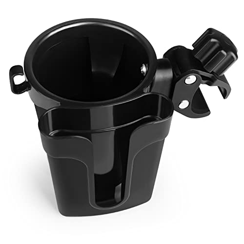 Accmor Stroller Cup Holder with Phone Keys Holder, 3-in-1 Universal Cup Holder, Drinks Bottle Holder for Stroller, Bike, Wheelchair, Walker, Scooter - color: Black