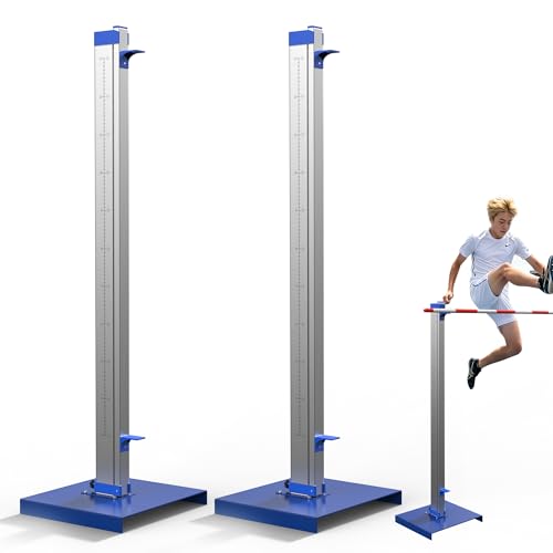 Track Field High Jump Stand, 2PCS Adjustable Aluminum, 1-7.5 Ft, Large Base
