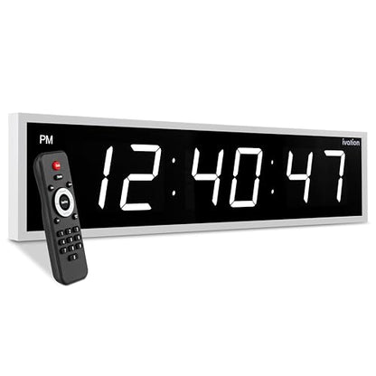 Ivation Oversized Digital Wall Clock with Large LED Display & Timer, 24" - color: White, size: 24" Inch