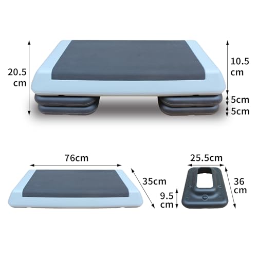 Adjustable Workout Aerobic Stepper in Fitness & Exercise Step Platform Trainer Gray Black with 4 Riser
