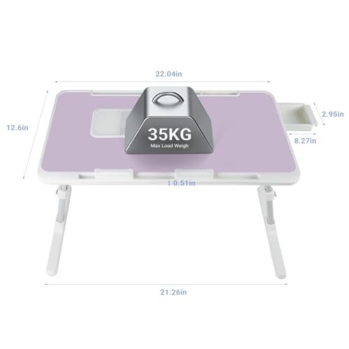 iXTRA Adjustable Laptop Lap Desk with Cooling Fan USB Light for Adults 56x32cm,Purple - color: Purple+holder,56x32cm