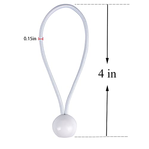 AOPRIE 30 Pcs Bungee Cords with Balls 4 inch White Ball Bungees Heavy Duty Tarp Bungee Cords Trap Weather Resistant Tie Down Strap for Camping, Tents, Cargo, Holding Wire and Hoses - size: 4 In