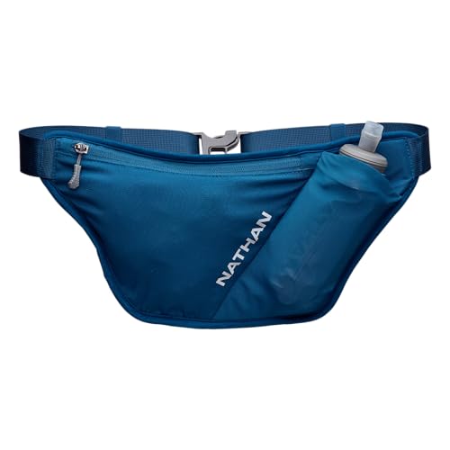 Nathan Hydration Belt for Running - Hydrapak Soft Flask 18oz Bottle with ExoSpine - Breathable, Adjustable Comfort Fit - Angled Flask Holder - Pinnacle Featherlite, Ultra-Light - style: Sailor Blue