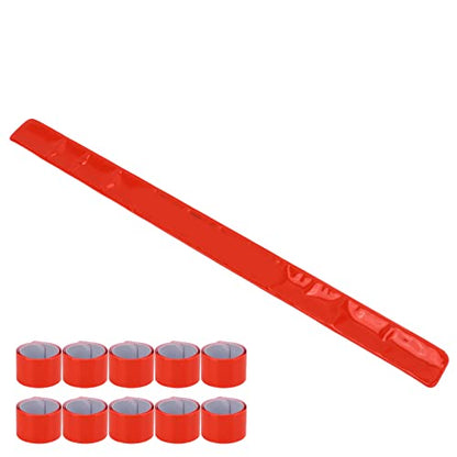BORDSTRACT 10PCS Reflective Snap Bands, Reflective Wristband, High Visibility Slap Safety Bands for Clothing, Sports, Running, Jogging and Riding(Orange)