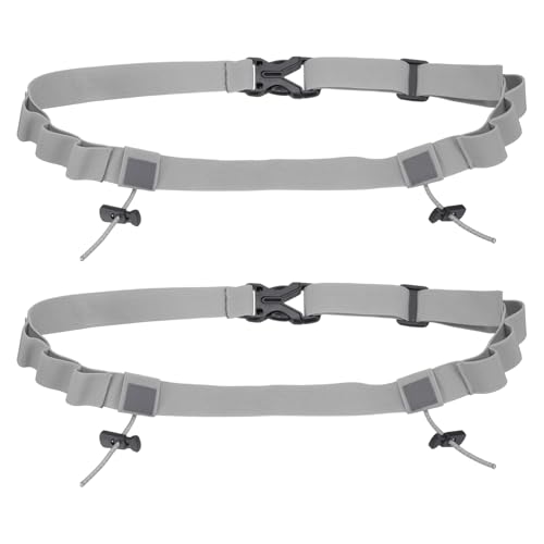 Bib Belt, Race Belt Triathlon Running Number Holder Elastic Comfortable with 6 Gel Loops, Sport Race Bib Holder 2Pcs, Light Gray for Runners/Marathon/Cycling - color: Light Gray