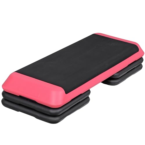 ZenStyle 43" Adjustable Aerobic Stepper Bench with 4/6/8 Inch Risers, Non-Slip Surface for Cardio, Strength Training & Home Fitness Workout - color: Rose Pink