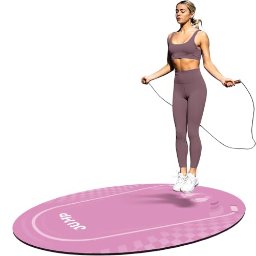 Jump Rope Mat Outdoor Indoor,Oval 52'' x 36'' Non-slip Fitness Exercise Mat - color: Pink