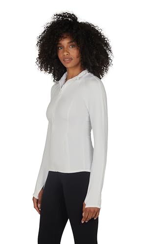 Yogalicious Womens Ultra Soft Lightweight Full Zip Yoga Jacket with Pockets - color: Gardenia, size: X-Small