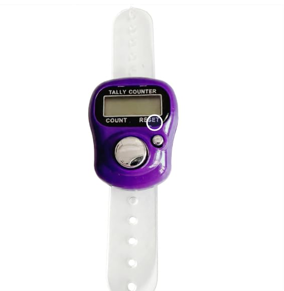 5 Digit LED Digital Row Counter, Handheld Tally Counter with Ring Electronic Click Counter for Golf and Lap Counting - color: Purple