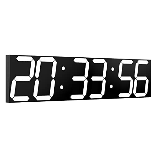 CHKOSDA Digital Wall Clock, Oversize Led Digital Clock with Auto Dimmer, Huge Countdown Timer with Remote Control, 27" Wide Led Display, 6 Digits, Wall Mount, Date and Temperature (White) - color: White