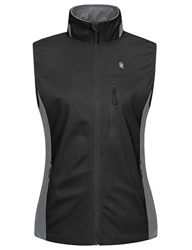 Little Donkey Andy Women's Lightweight Vest Windproof Sleeveless Jacket - color: Black, size: Medium
