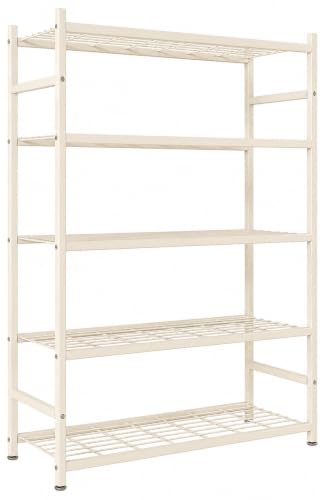 Storage Shelves, 5-Tier Metal Shelving Unit with Leveling Feet, Shelf Organizer for Garage, Kitchen, Pantry and Closet Organization, 36.4" x 11.8" x 68.3", Cream White - color: Cream White