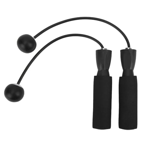 Adjustable Cordless Jump Rope with Double Ball Bearings - 360° Rotation PVC Foam Skipping Rope for Cardio Workout, Home Gym Fitness Training - color: Black