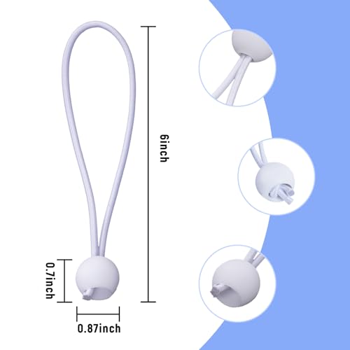 Ball Bungee Cord,Heavy Duty,30 Pcs White Tarp Ball Bungee Ties for Outdoor Camping Tarp (6 Inch)