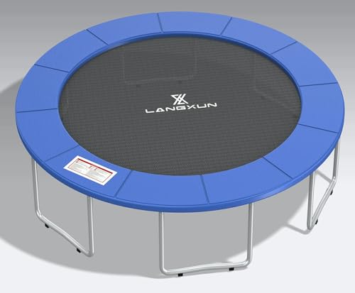 LANGXUN Universal Trampoline Repalcement Safety Pad, 8ft 10ft 12ft 14ft 15ft 16ft Waterproof Surround Spring Foam Cover for Round Frame - color: Blue, size: 15ft