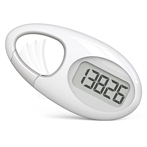 Simple 3D Step Counter, Walking Pedometer, Steps Tracker with Neck Lanyard/Carabiner for Men Women Teens Adults Seniors - color: White