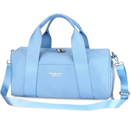 16" Gym Bag for Women,with Shoes Compartment and Waterproof Pocket,Sky Blue - color: Blue, size: 16" Small Size