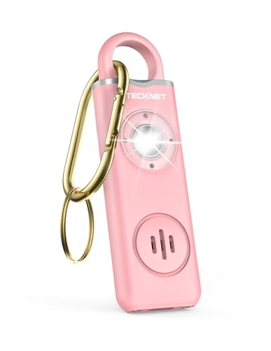 TECKNET Rechargeable Personal Safety Alarm for Women, 130dB Self Defense Keychain Alarm with SOS Strobe Light, Low Battery Notice, Loud Siren Safety Keychain for Girls Kids Elderly - Pink - color: 1 Pink