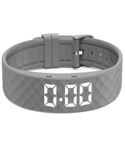 Vibrating Alarm Watch, Potty Training Wristband Rechargeable Pill Reminder Watch with 15 Daily Alarms - color: Grey, size: Large
