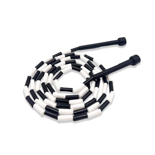 Tangle Free Beaded Jump Rope with Unbreakable Handles Enjoy Smooth Spins Adjustable Length and Your New Favorite Workout - color: Black and White