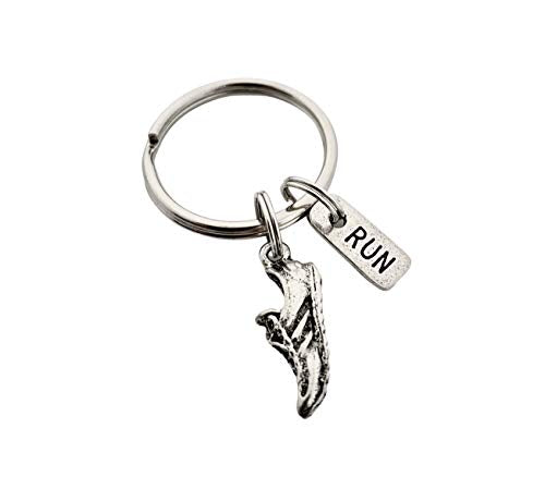 Pewter RUN Key Chain with Running Shoe Charm