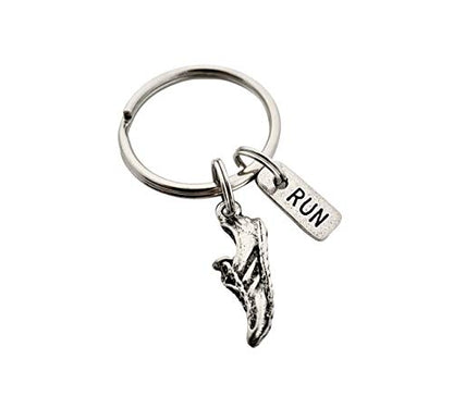 Pewter RUN Key Chain with Running Shoe Charm