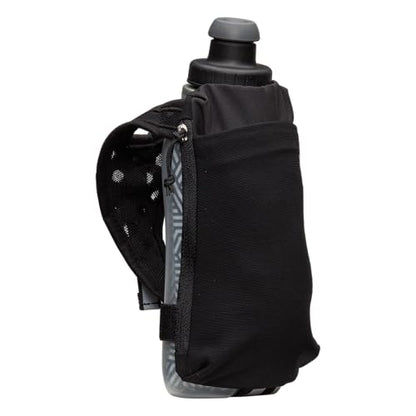 Nathan SpeedDraw 2 Insulated Handheld Running Water Bottle Flask – Double-Wall Insulation, Ergonomic Grip, Blast Valve Cap, Phone & Key Storage Pockets, Reflective Design - 12oz Insulated - Black - color: 12oz Insulated - Black