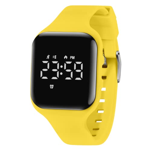Kids Watches for Girls Boys Digital Sport Watch with Step Counter Pedometer Vibration Alarm Clock, No App Waterproof Fitness Tracker Kids Watch Boys Girls Teens Students Ages 5-16 - color: 011-E-Yellow