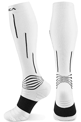 NEENCA Compression Socks, Medical Athletic Calf Socks for Injury Recovery & Pain Relief, Sports Protection—1 Pair, 20-30 mmhg - color: White, size: Small