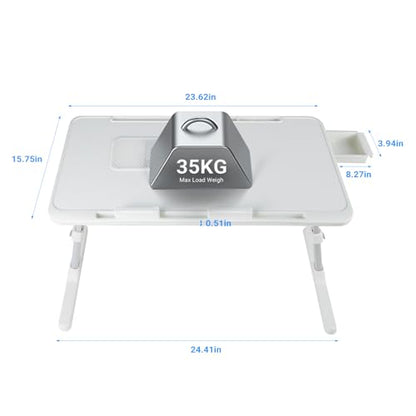 iXTRA Adjustable Laptop Lap Desk with Cooling Fan USB Light for Adults 60x40cm,White - color: White,60*40cm