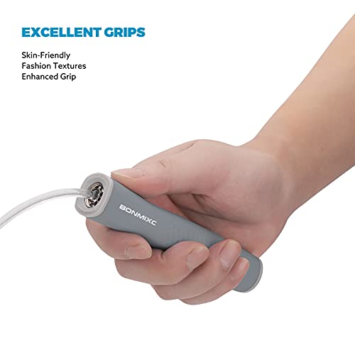 Weighted Jump Rope 1-LB for Adult || Speed Skipping Rope with Ball Bearings - color: Speed Gray (1 Pack)