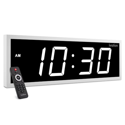 Ivation Large Digital Wall Clock with Big LED Display & Timer, 18" - color: White, size: 18" x 6"