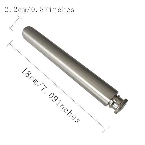 Stainless Steel 2oz Tube Flask Portable Mini Water Bottle & Funnel (Brush Finish, Round Bottom) - color: Brush Finish, size: Round Bottom