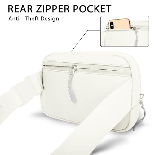 Goloni Women Waterproof Crossbody Fanny Pack Adjustable 1.1L Waist Belt Bag - color: White