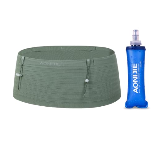AONIJIE Running Belt with 250ml Soft Flask for Women and Men Lightweight & Non-slip Black Fanny Pack Fits All Size Phones Passport and More (Light Green, XL) - color: Light Green, size: XL