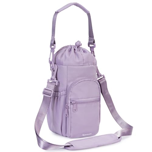 sportsnew 40oz Crossbody Water Bottle Bag for Gym Hiking - color: Purple