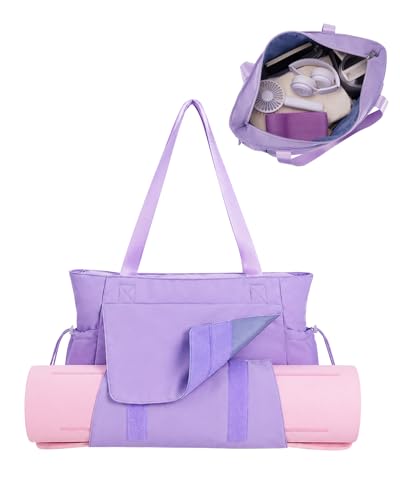 sportsnew Yoga Mat Bag Waterproof Tote Gym Bag Mat Carrier W/Wet Pocket - color: Purple