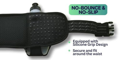 Hydrabelt Ultra Hydration Belt for Runners, 2 Pockets, 10oz BPA Free Water Bottles, No Bounce, Waterproof, Black, One Size, Hydration belt with 2 pockets and 2 water bottles