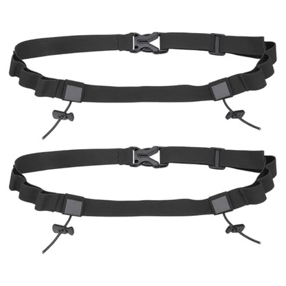 Bib Belt, Race Belt Triathlon Running Number Holder Elastic Comfortable with 6 Gel Loops, Sport Race Bib Holder 2Pcs, Black for Runners/Marathon/Cycling - color: Black