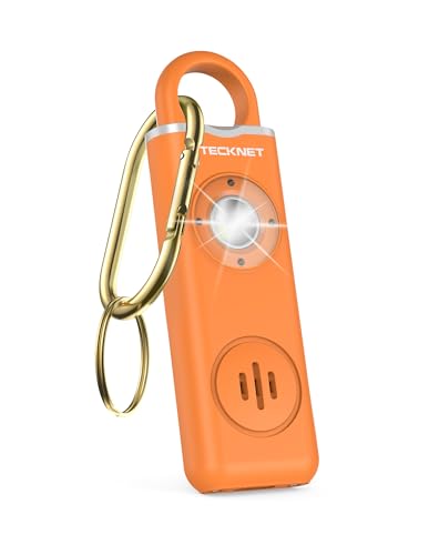 TECKNET Rechargeable Personal Safety Alarm for Women, 130dB Self Defense Keychain Alarm with SOS Strobe Light, Low Battery Notice, Loud Siren Safety Keychain for Girls Kids Elderly - Orange - color: 1 Orange